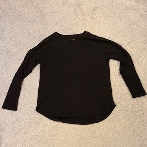 American Eagle Black Waffle Long Sleeve Top